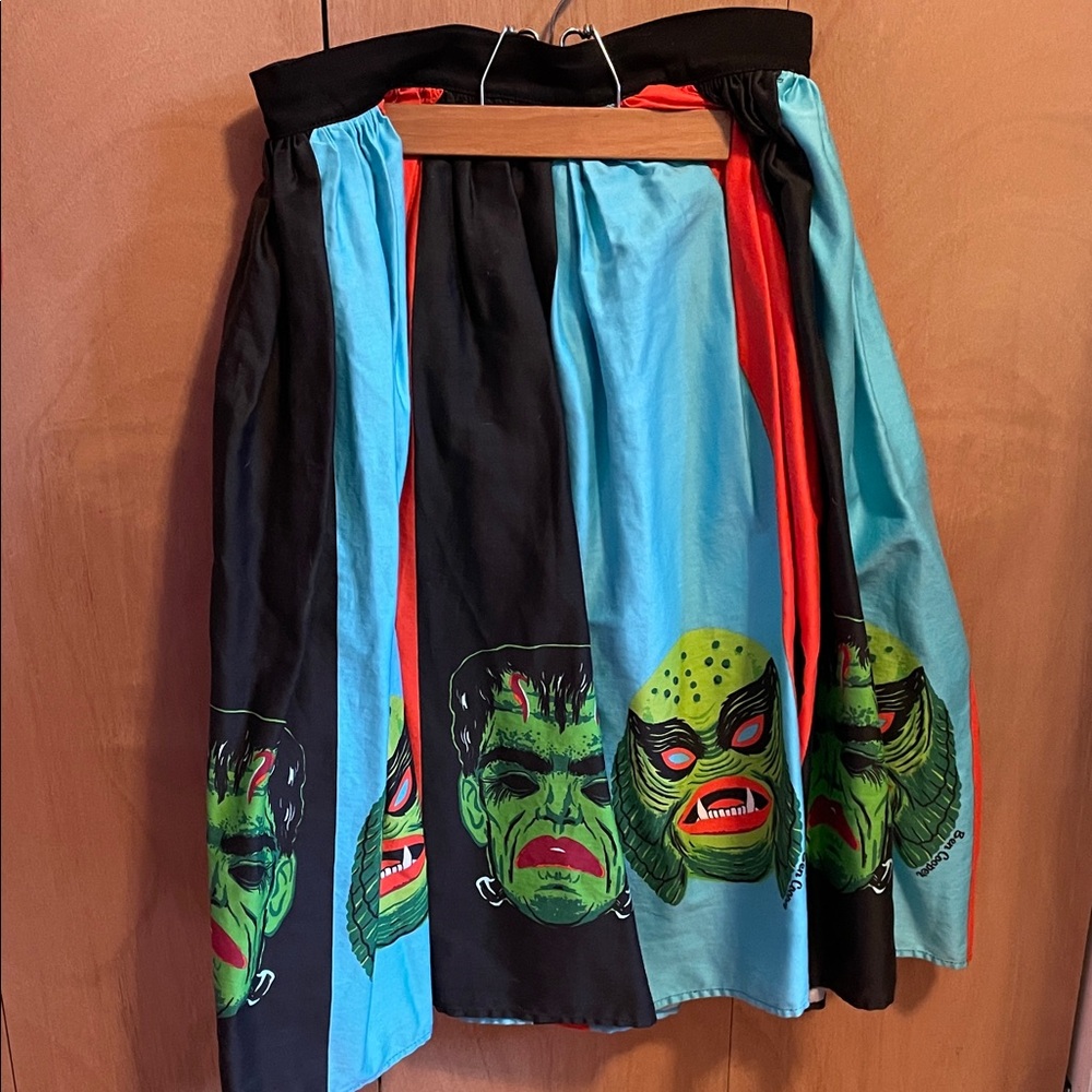 Vixen by Micheline Pitt Monster Mask Print A-Line Skirt